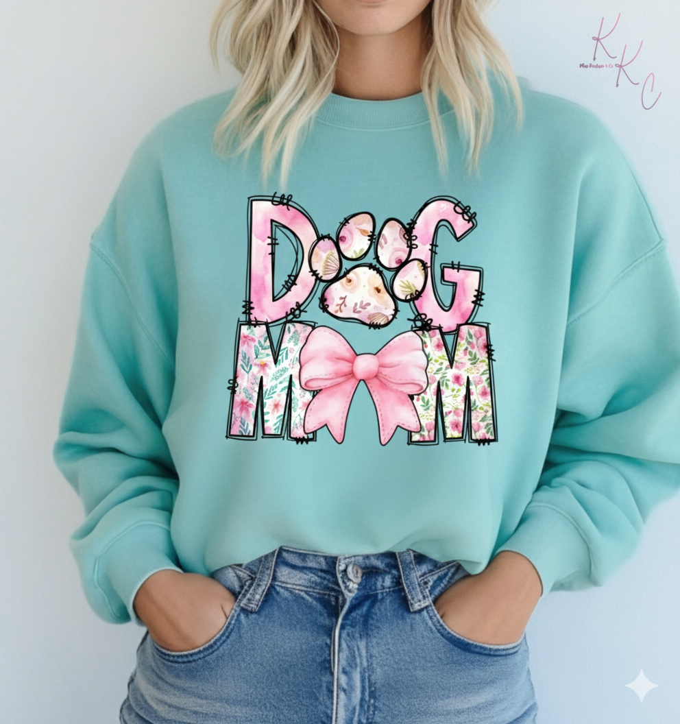 Dog Mom bow and paw print