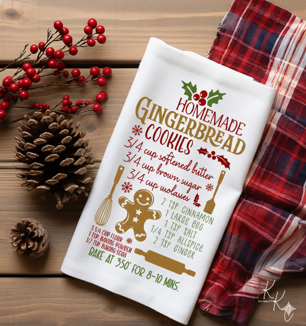 Homemade Gingerbread Cookie Tea Towel